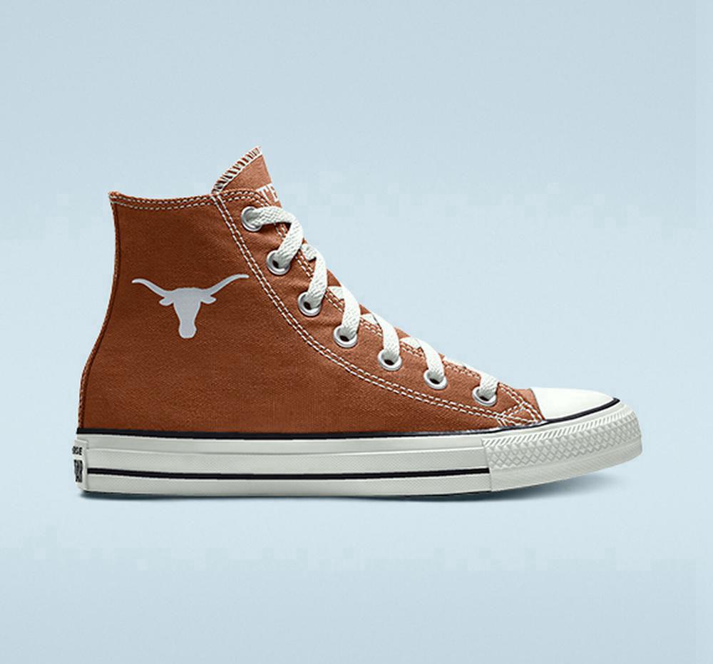 Pánské Vysoké Converse Custom Chuck Taylor All Star University Of Texas Longhorns By You Unisex Hnědé | 513024TJB