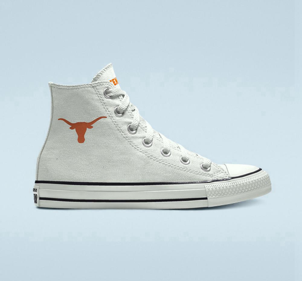 Pánské Vysoké Converse Custom Chuck Taylor All Star University Of Texas Longhorns By You Unisex Bílé | 640832GXQ