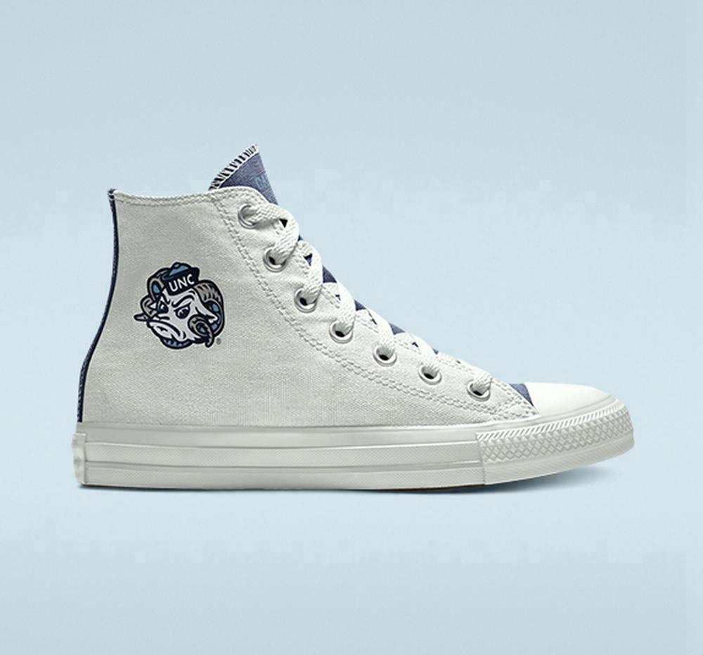 Pánské Vysoké Converse Custom Chuck Taylor All Star University Of North Carolina Tar Heels By You Unisex Bílé | 671428BYK