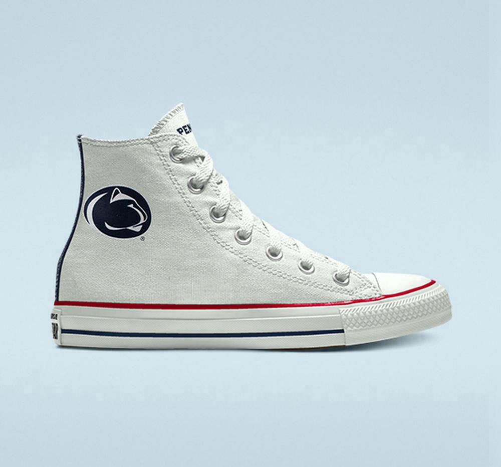 Pánské Vysoké Converse Custom Chuck Taylor All Star Penn State Nittany Lions By You Unisex Bílé | 685374POX