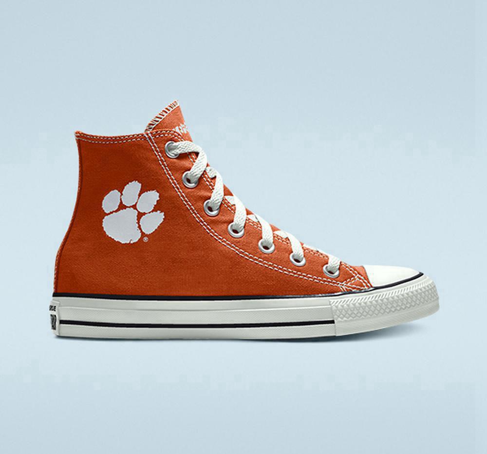 Pánské Vysoké Converse Custom Chuck Taylor All Star Clemson University Tigers By You Unisex Oranžové | 754860QSV